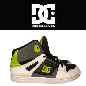 DC Kids Sneakers - Black, White, Neon Green